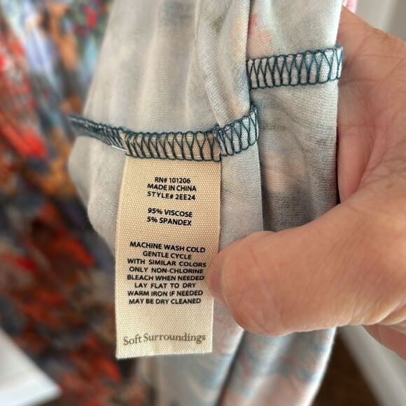 Soft Surroundings Women Nanette Dress short sleeve maxi Red Gray sundress Neck M - Picture 12 of 14